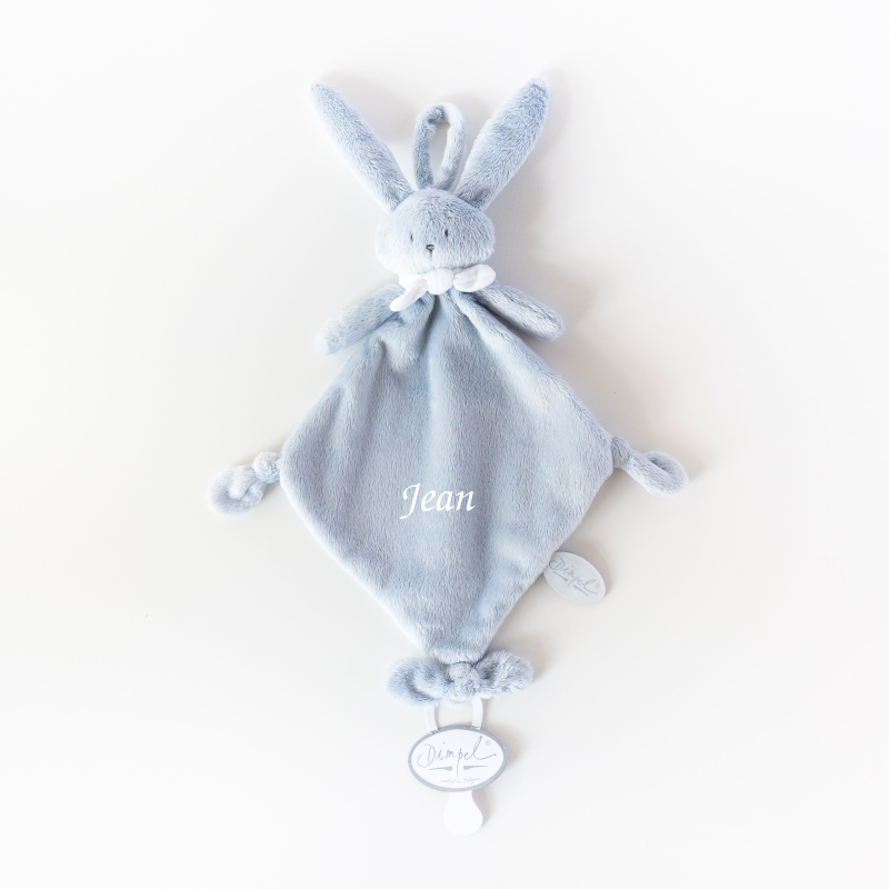  - ella lapin - attache-sucette bleu 25 cm 